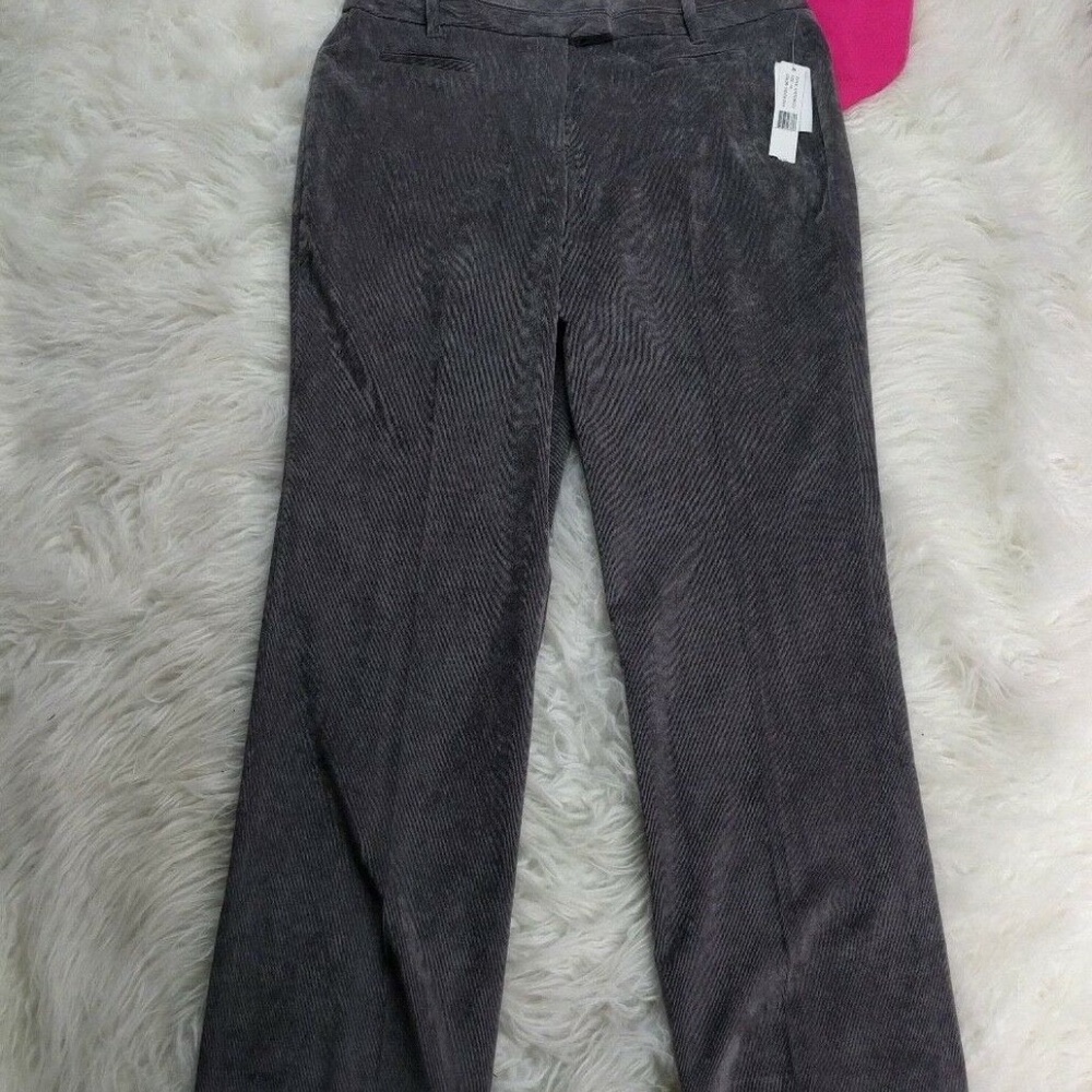 @ Larry Levine sz 14 Grey Straight Pants Corduroy - Picture 2 of 8